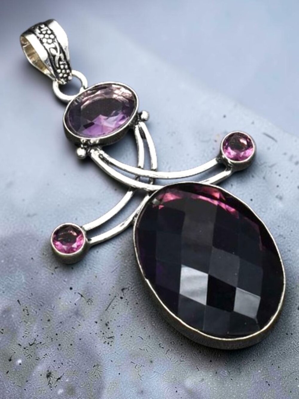 Amethyst Gemstone Pendant 2.96"